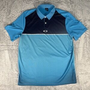 Oakley Golf Polo Shirt Mens Medium Blue Performance Short Sleeve Regular Fit